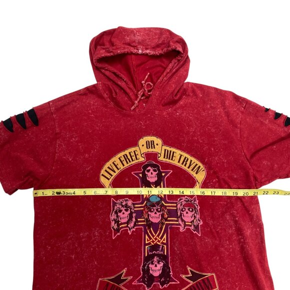 Track 23 Guns N Roses Short Sleeve T-Shirt Hoodie Women's Size XL Red w Graphic - Picture 7 of 8